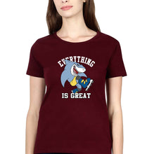 Load image into Gallery viewer, Shark T-Shirt for Women-XS(32 Inches)-Maroon-Ektarfa.online
