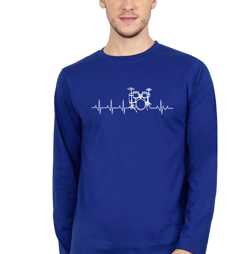 Drummer Full Sleeves T-Shirt for Men-Royal blue-Ektarfa.online