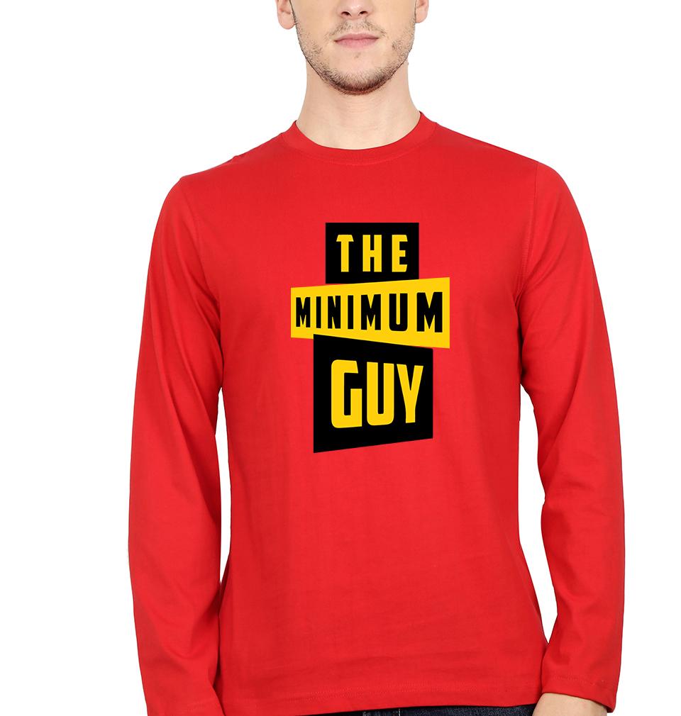 Minimum Guy Family Man Full Sleeves T-Shirt for Men-S(38 Inches)-Red-Ektarfa.online