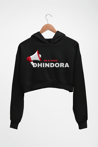 Dhindora(BB ki Vines) Crop HOODIE FOR WOMEN-Black-Ektarfa.online