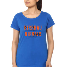 Load image into Gallery viewer, Nirbhau Nirvair T-Shirt for Women-XS(32 Inches)-Royal Blue-Ektarfa.online
