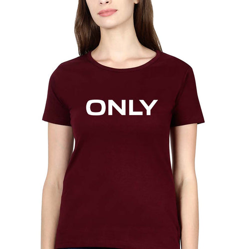 Only T-Shirt for Women-Maroon-Ektarfa.online