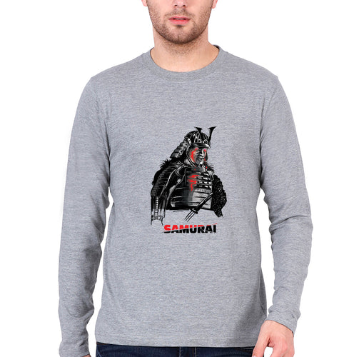 Samurai Full Sleeves T-Shirt for Men-Grey Melange-Ektarfa.online
