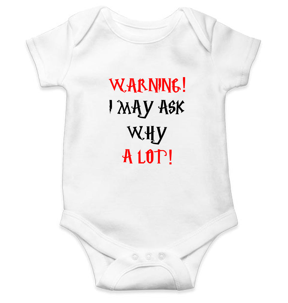 Warning Kids Romper For Baby Boy/Girl-0-5 Months(18 Inches)-White-Ektarfa.online