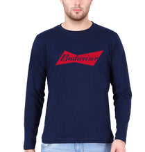 Load image into Gallery viewer, Budweiser Full Sleeves T-Shirt for Men-S(38 Inches)-Navy Blue-Ektarfa.online
