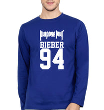 Load image into Gallery viewer, Purpose Tour Bieber Full Sleeves T-Shirt for Men-Royal Blue-Ektarfa.online
