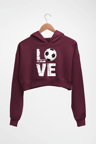 Love Football Crop HOODIE FOR WOMEN-Maroon-Ektarfa.online