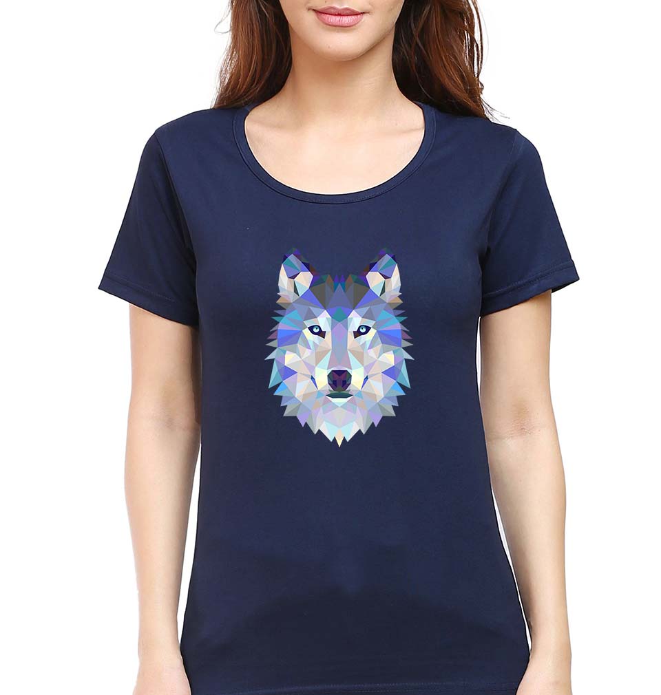 Wolf T-Shirt for Women-Navy Blue-Ektarfa.online