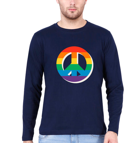 Peace Pride Full Sleeves T-Shirt for Men-Navy Blue-Ektarfa.online