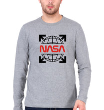 Load image into Gallery viewer, Nasa White Off Full Sleeves T-Shirt for Men-Grey Melange-Ektarfa.online
