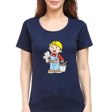 Load image into Gallery viewer, Bob the Builder T-Shirt for Women-XS(32 Inches)-Navy Blue-Ektarfa.online
