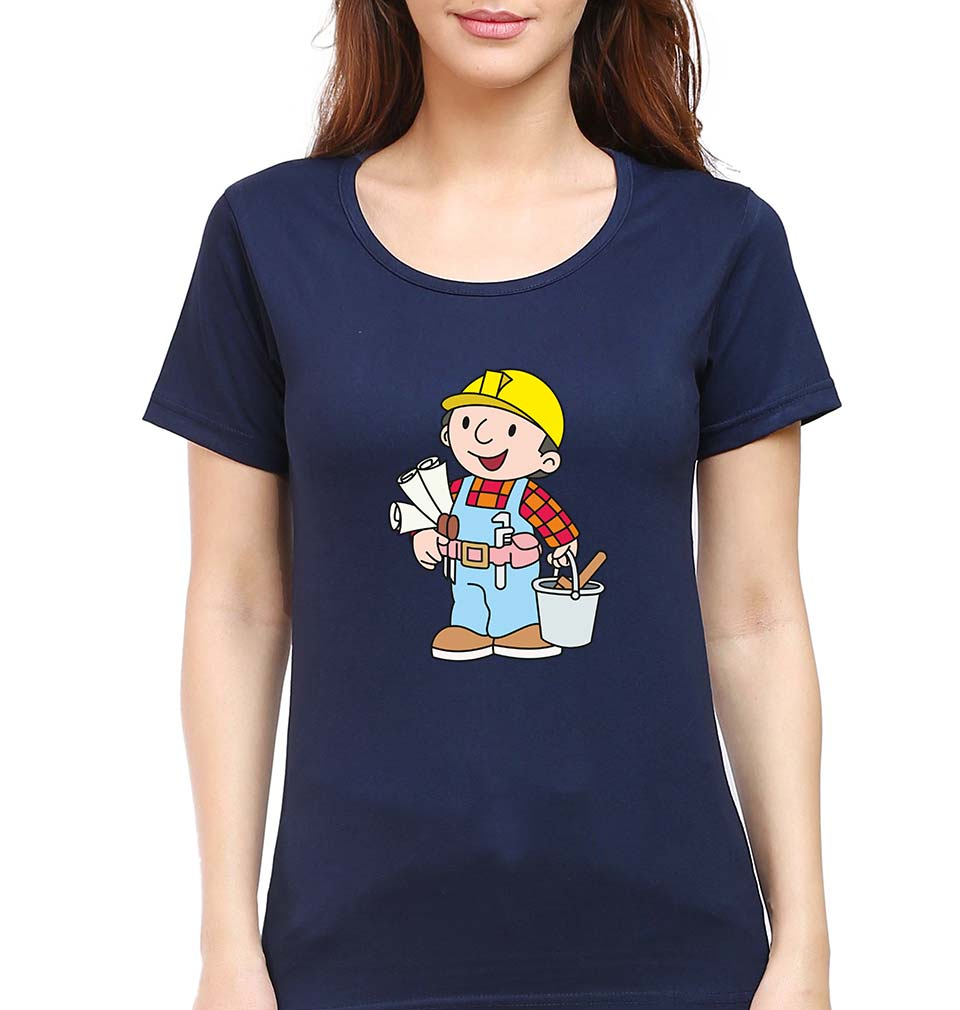 Bob the Builder T-Shirt for Women-XS(32 Inches)-Navy Blue-Ektarfa.online