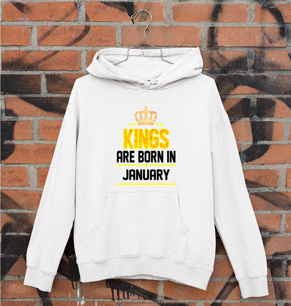 Kings Are Born In January Unisex Hoodie for Men/Women-White-Ektarfa.online