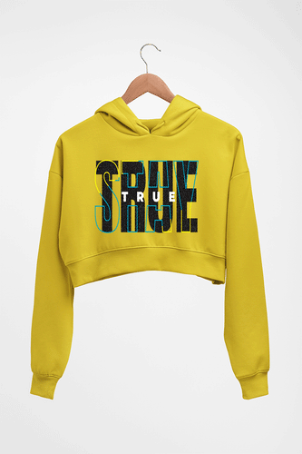 Stay True Crop HOODIE FOR WOMEN-Mustard Yellow-Ektarfa.online