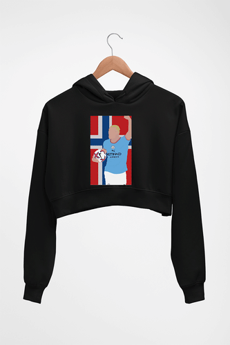 Erling Haaland Crop HOODIE FOR WOMEN-Black-Ektarfa.online