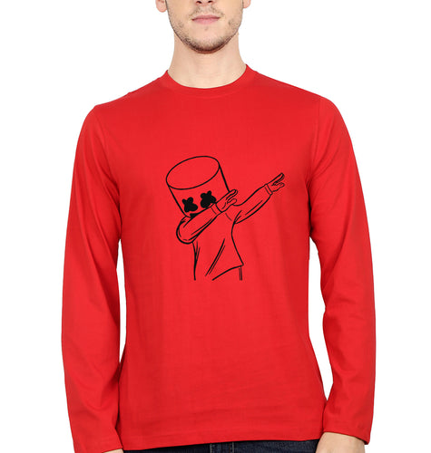 Dab Marshmello Full Sleeves T-Shirt for Men-Red-Ektarfa.online