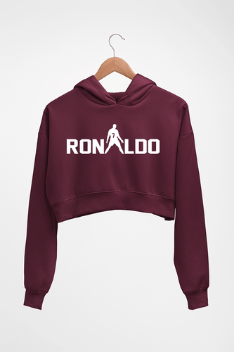 Cristiano Ronaldo CR7 Crop HOODIE FOR WOMEN-Maroon-Ektarfa.online