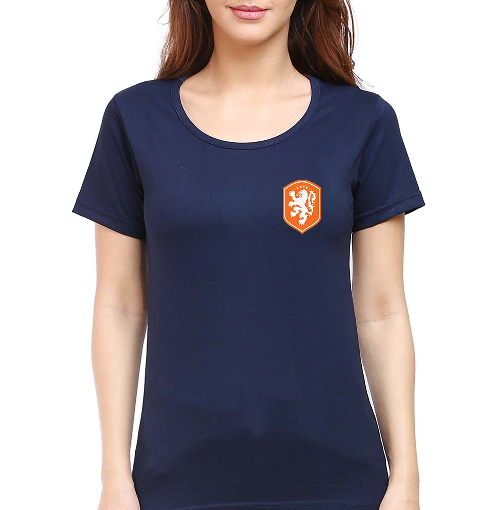 Netherlands Football T-Shirt for Women-Navy Blue-Ektarfa.online