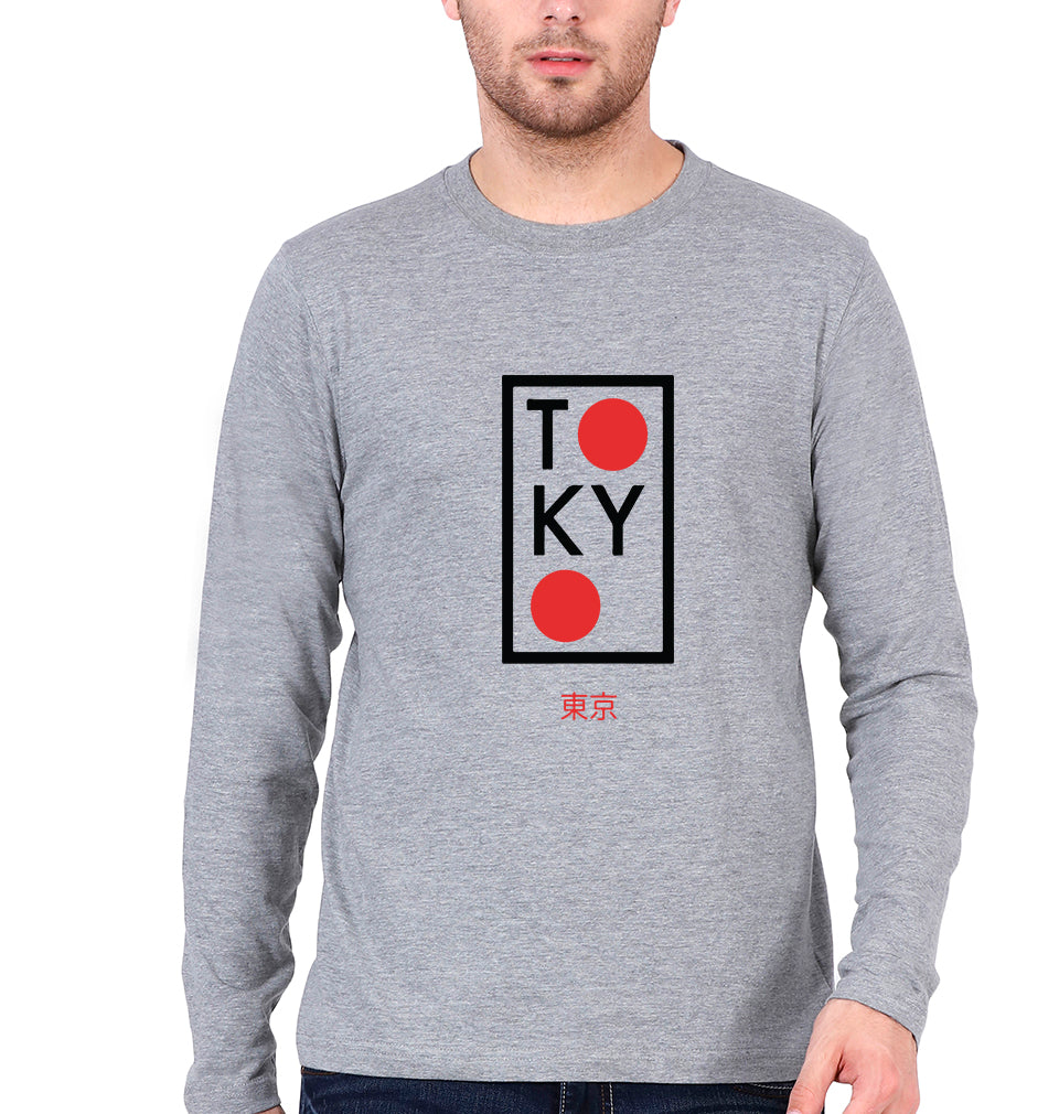 Tokyo Full Sleeves T-Shirt for Men-Grey Melange-Ektarfa.online
