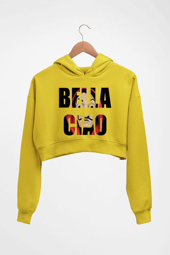 Money Heist Bella Ciao Crop HOODIE FOR WOMEN-Mustard Yellow-Ektarfa.online
