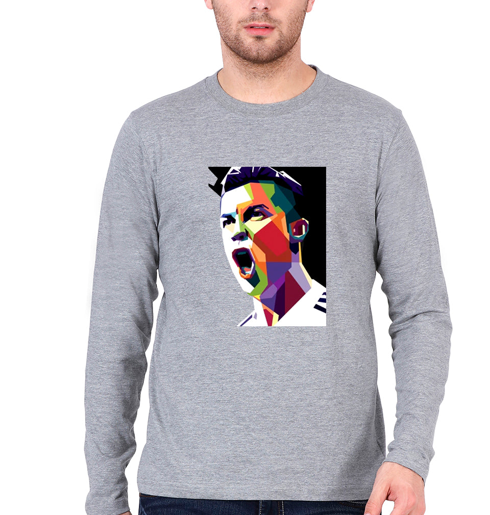 Cristiano Ronaldo CR7 Full Sleeves T-Shirt for Men-Grey Melange-Ektarfa.online