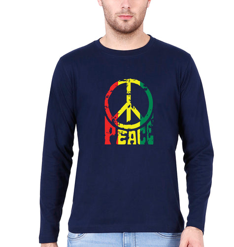 Bob Marley Peace Full Sleeves T-Shirt for Men-Navy Blue-Ektarfa.online