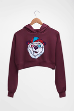 Load image into Gallery viewer, Bear Crop HOODIE FOR WOMEN-Maroon-Ektarfa.online
