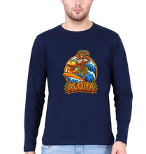 Load image into Gallery viewer, Aloha Full Sleeves T-Shirt for Men-S(38 Inches)-Navy Blue-Ektarfa.online
