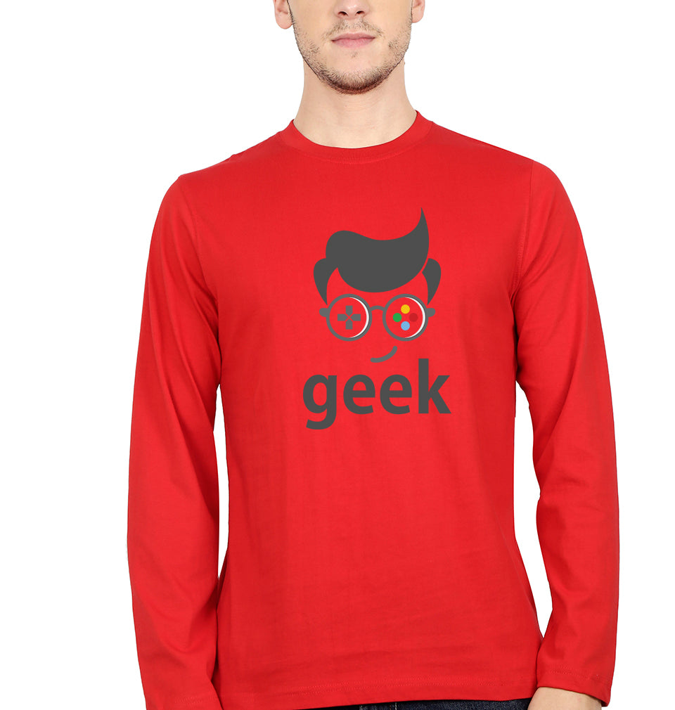 Geek Full Sleeves T-Shirt for Men-Red-Ektarfa.online