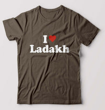 Load image into Gallery viewer, I Love Ladakh T-Shirt for Men-Olive Green-Ektarfa.online
