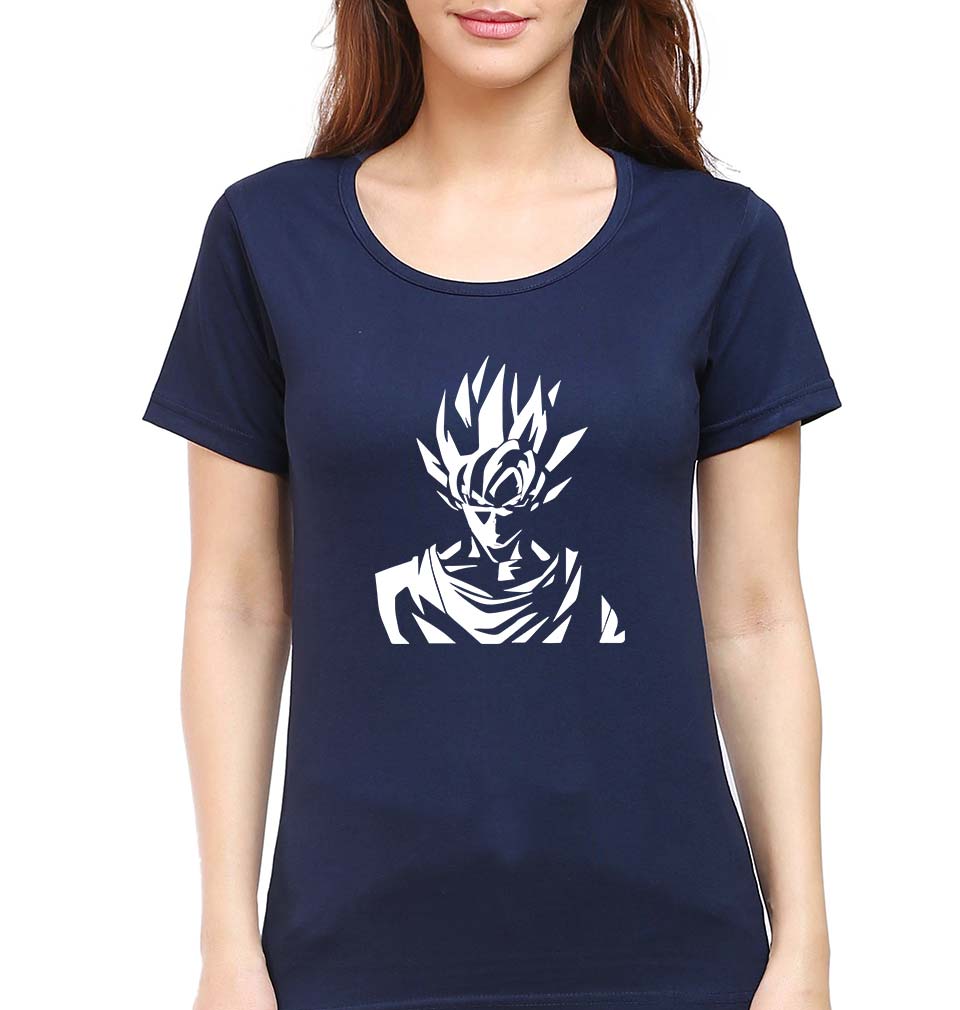 Anime Goku T-Shirt for Women-XS(32 Inches)-Navy Blue-Ektarfa.online