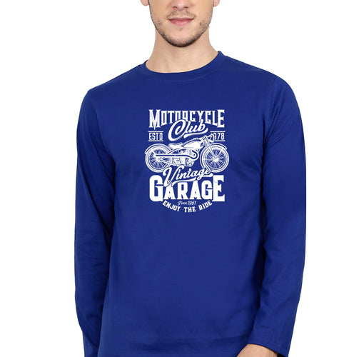 Motorcycle Full Sleeves T-Shirt for Men-Royal Blue-Ektarfa.online