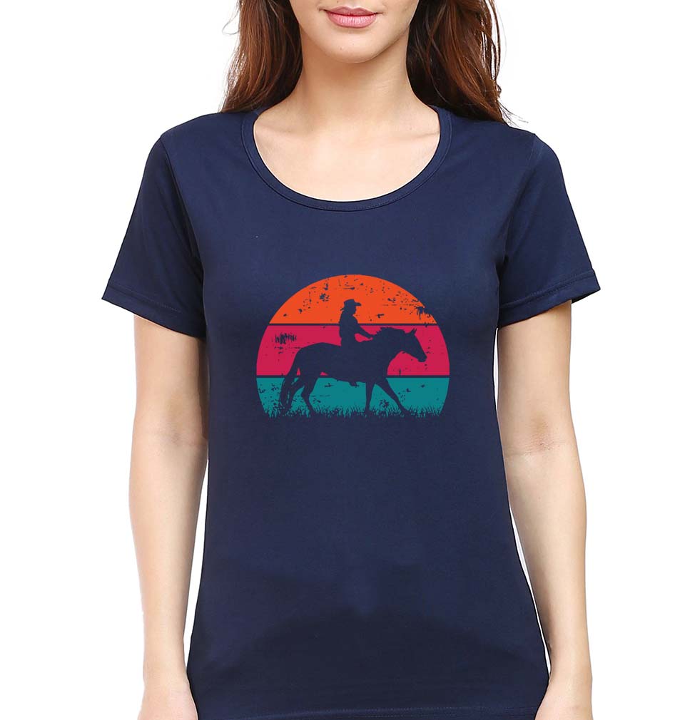 Horse Riding T-Shirt for Women-Navy Blue-Ektarfa.online