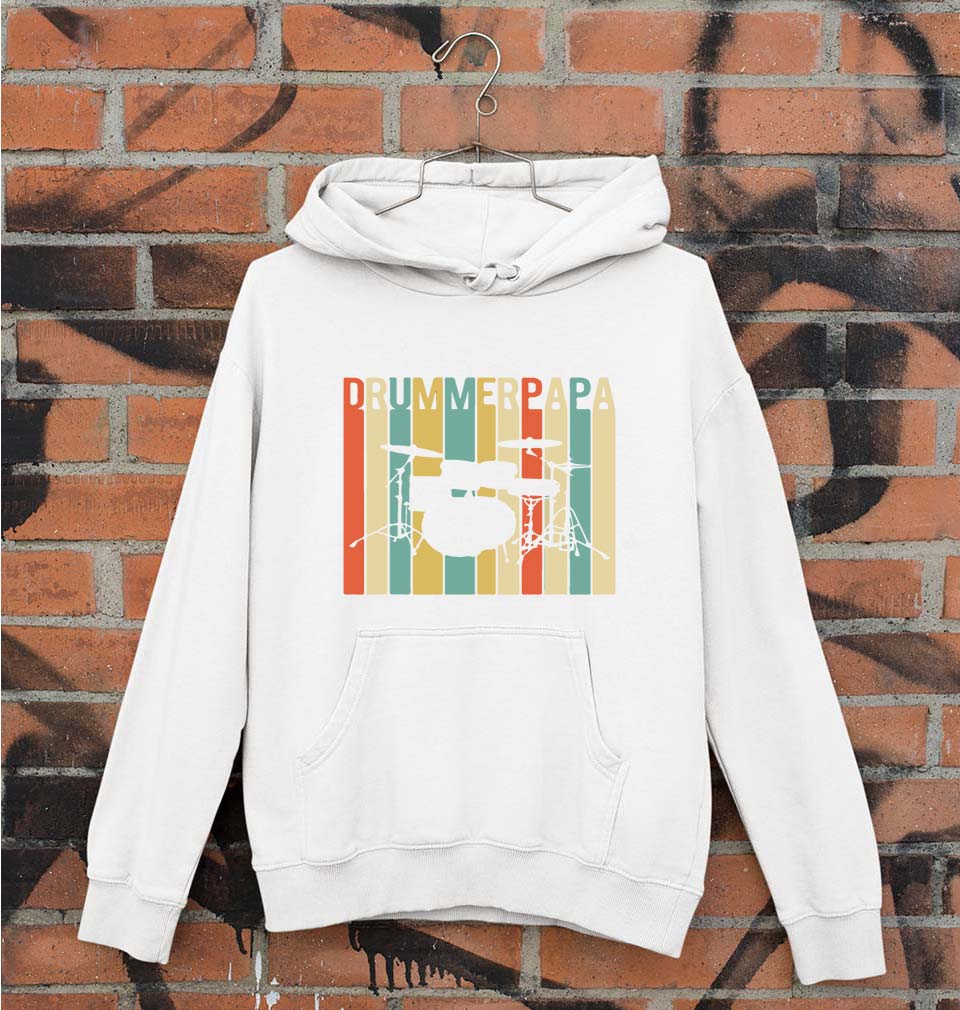 Drummer Papa Unisex Hoodie for Men/Women-White-Ektarfa.online