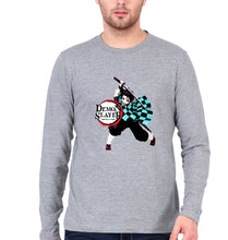 Load image into Gallery viewer, Demon Slayer Full Sleeves T-Shirt for Men-Grey Melange-Ektarfa.online

