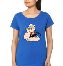 Load image into Gallery viewer, Popeye T-Shirt for Women-XS(32 Inches)-Royal Blue-Ektarfa.online

