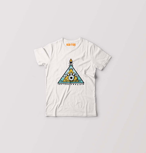 Psychedelic Triangle eye Kids T-Shirt for Boy/Girl-White-Ektarfa.online