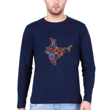 Load image into Gallery viewer, India Full Sleeves T-Shirt for Men-Navy Blue-Ektarfa.online
