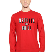 Load image into Gallery viewer, Netflix and Chill Full Sleeves T-Shirt for Men-Red-Ektarfa.online
