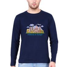 Load image into Gallery viewer, Welcome to Europe Full Sleeves T-Shirt for Men-Navy Blue-Ektarfa.online
