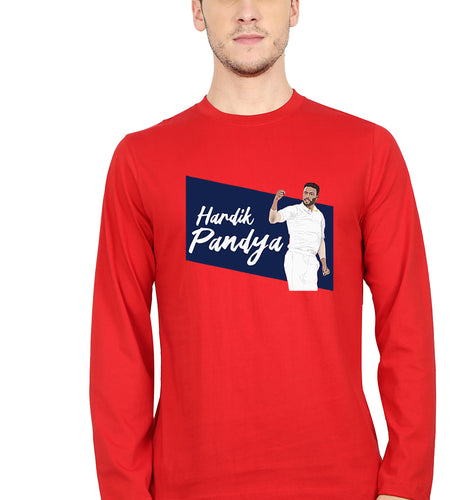 Hardik Pandya Full Sleeves T-Shirt for Men-Red-Ektarfa.online