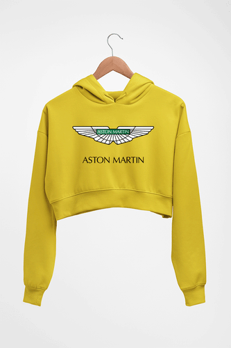 Aston Martin Crop HOODIE FOR WOMEN-Mustard Yellow-Ektarfa.online