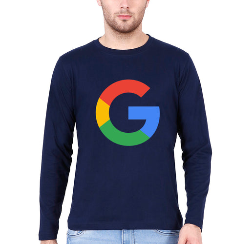 Google Full Sleeves T-Shirt for Men-Navy blue-Ektarfa.online