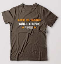 Load image into Gallery viewer, Table Tennis (TT) T-Shirt for Men-S(38 Inches)-Olive Green-Ektarfa.online
