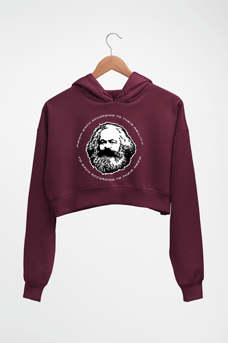 Karl Marx Crop HOODIE FOR WOMEN-Maroon-Ektarfa.online