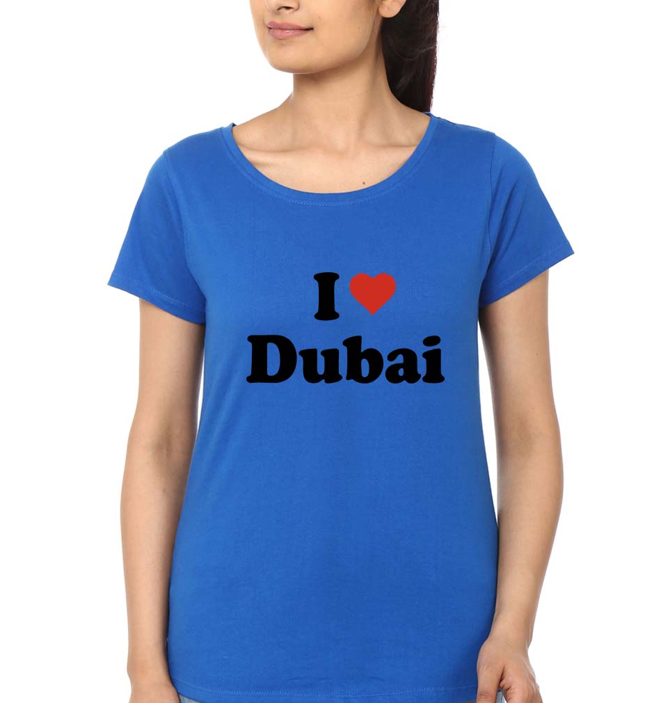 I Love Dubai T-Shirt for Women-Royal Blue-Ektarfa.online