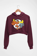 Load image into Gallery viewer, The Adventures of Rocky and Bullwinkle and Friends Crop HOODIE FOR WOMEN-Maroon-Ektarfa.online
