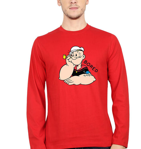 Popeye Full Sleeves T-Shirt for Men-Red-Ektarfa.online
