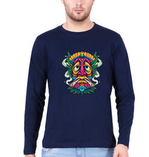 Load image into Gallery viewer, Weed Joint Stoned Full Sleeves T-Shirt for Men-S(38 Inches)-Navy Blue-Ektarfa.online
