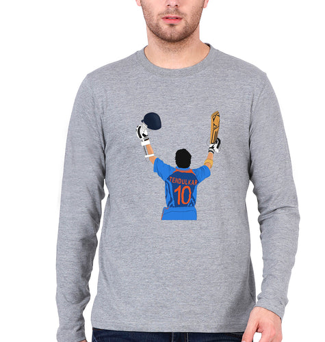 Sachin Tendulkar Full Sleeves T-Shirt for Men-Grey Melange-Ektarfa.online